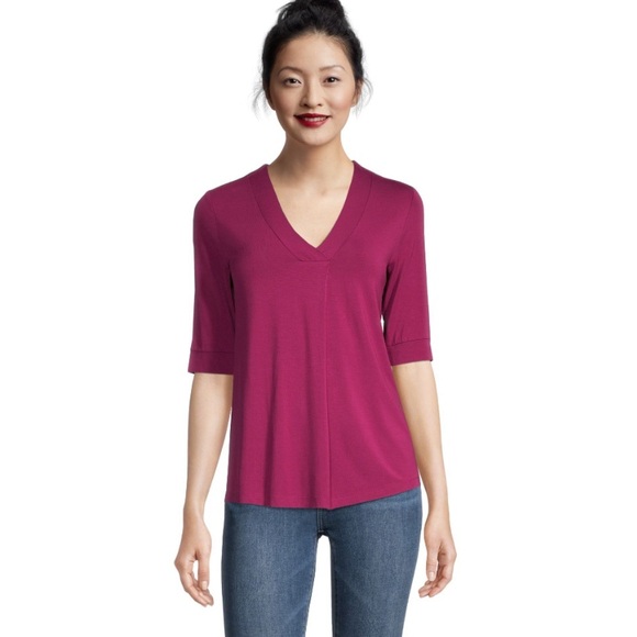Denver Hayes Women's Pleat Detail Relaxed Fit V-Neck Top - Picture 13 of 15